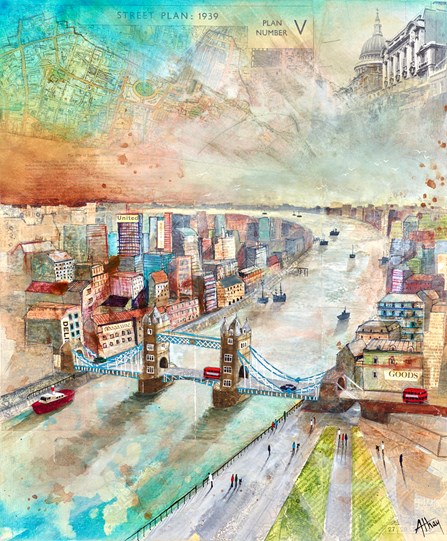 Overlooking London by Keith Athay - Varnished Original Painting on Box Canvas